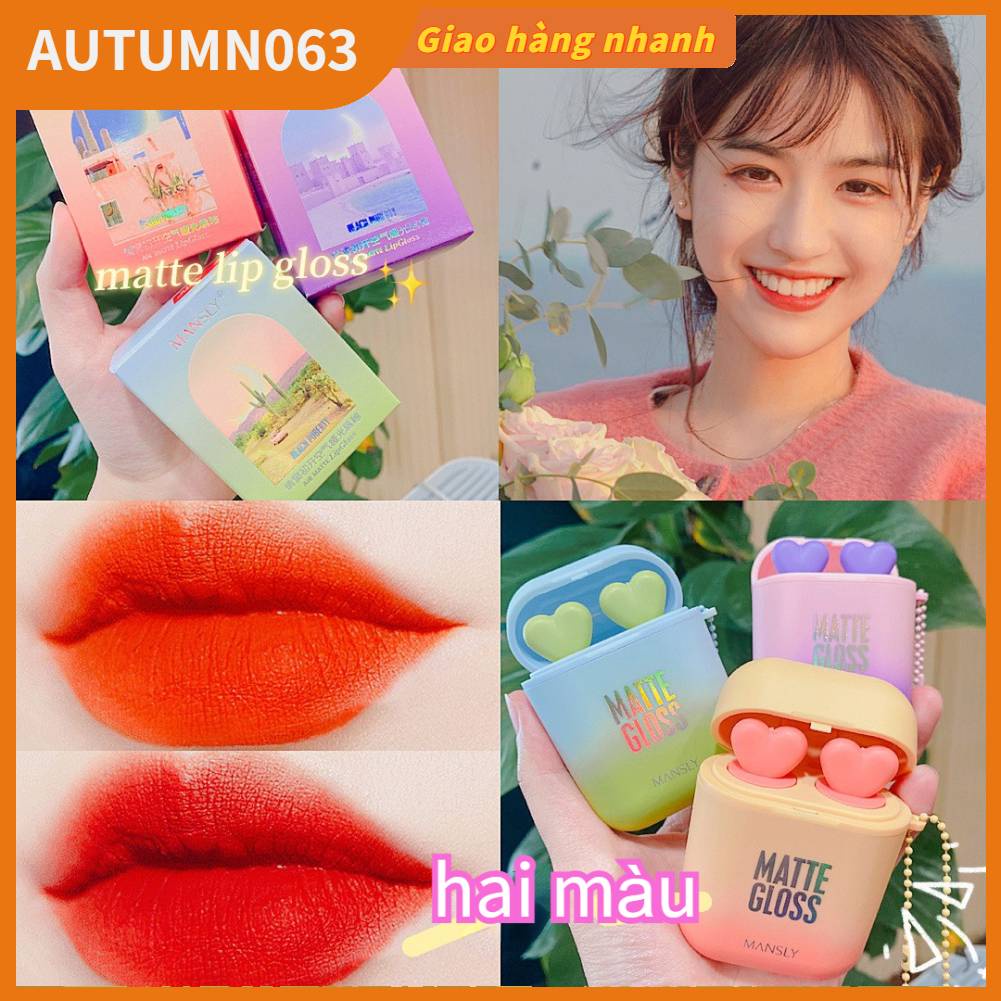Hàng Hot son bóng tai nghe Son Môi Dạng Lỏng Dưỡng Ẩm 2 Màu Mờ Thời Trang Mùa