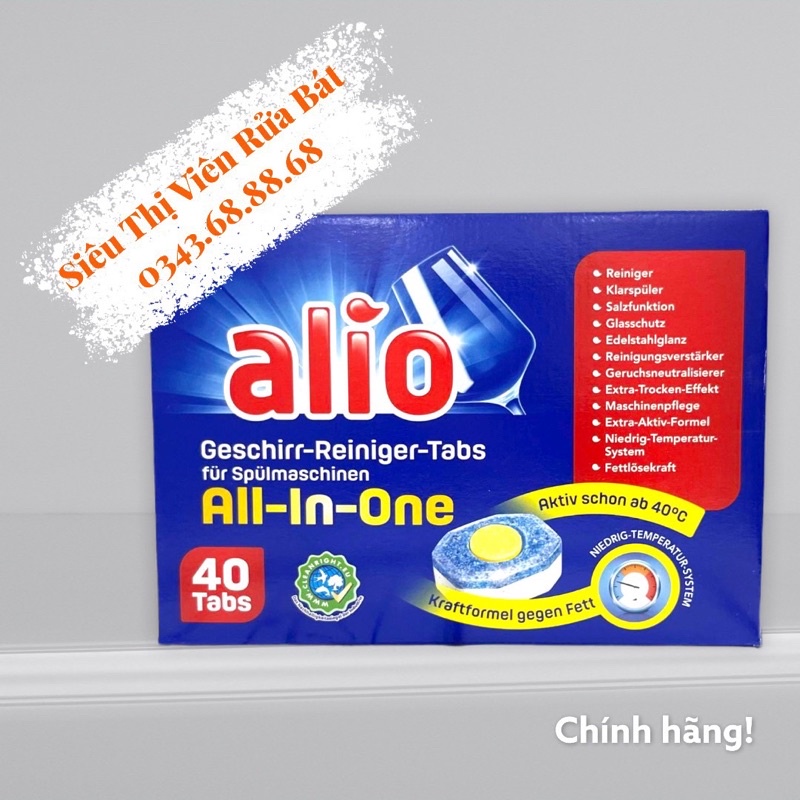 Viên rửa bát Alio All in 1 hộp 40 viên