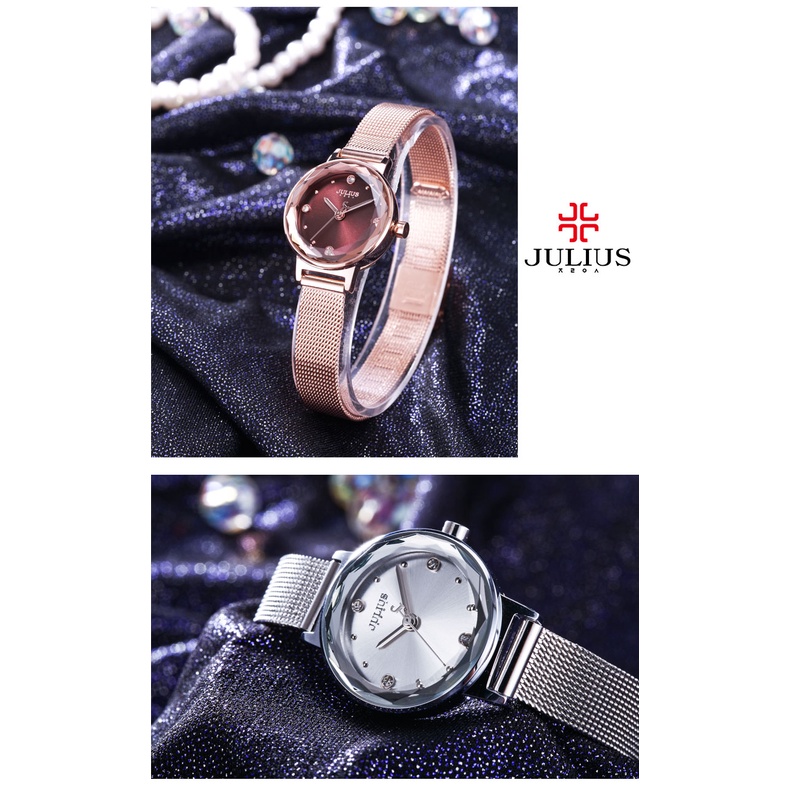 Đồng Hồ Nữ Hàn Quốc JULIUS JA-917 dây kim loại màu Nâu