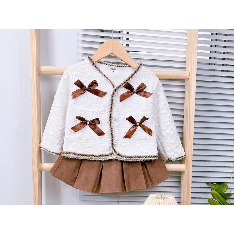 set váy dạ 4 nơ xinh cho bé gái