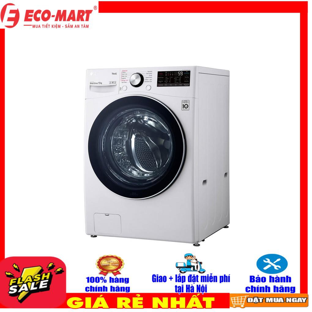 F2515STGW Máy giặt lồng ngang LG AI DD Inverter 15Kg F2515STGW - Chức năng giặt hơi nước,Tiết kiệm điện,
