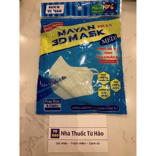 ✅(CHÍNH HÃNG) Khẩu Trang MAYAN 3D MASK PM 2.5 Made In VN Túi 5 Chiếc Freesize Màu ngẫu nhiên