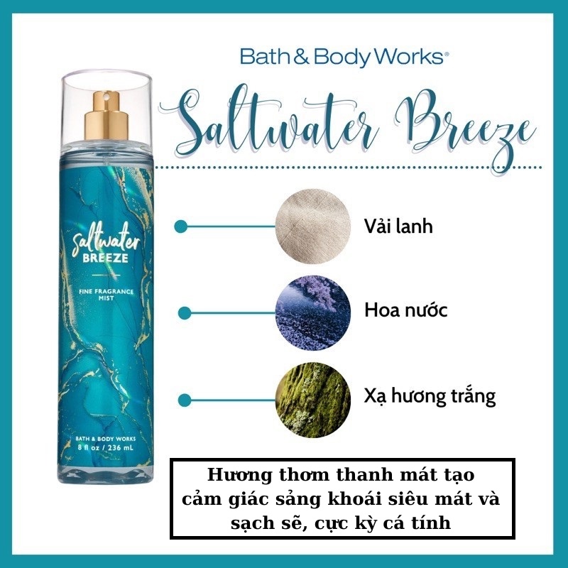 body mist Xịt thơm toàn thân BBW Saltwater Breeze 236ml
