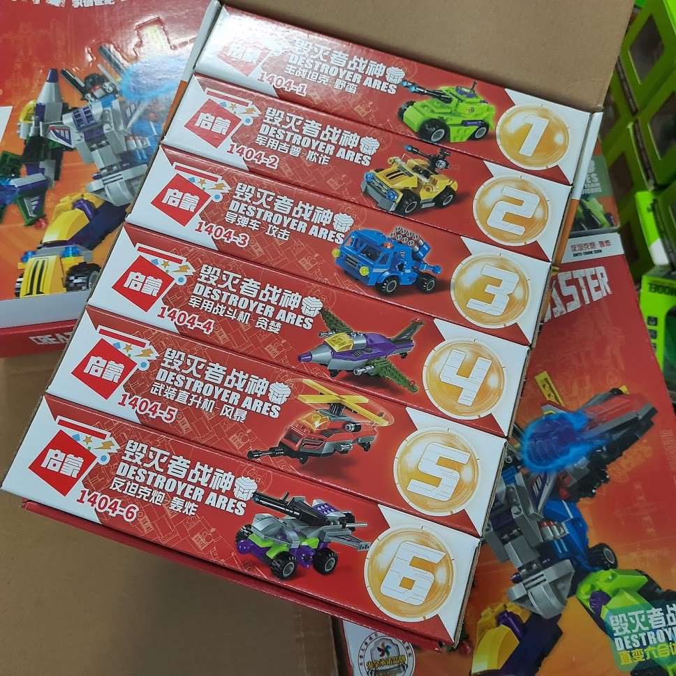 Bộ Xếp hình Lego robot biến hình từ 6 xe nhỏ đồ chơi lắp ghép trẻ em