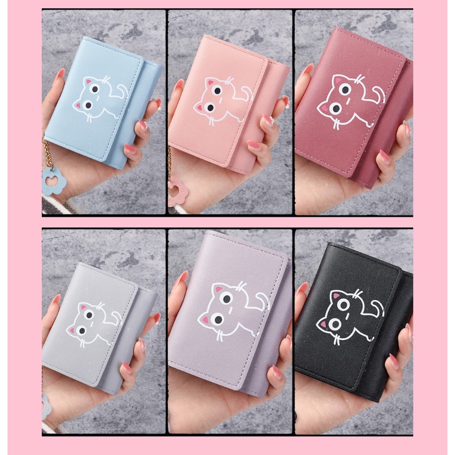 Ví nữ cầm tay mini ngắn nhiều ngăn đựng tiền giá rẻ hình mèo dễ thương MEOW STORE VN01