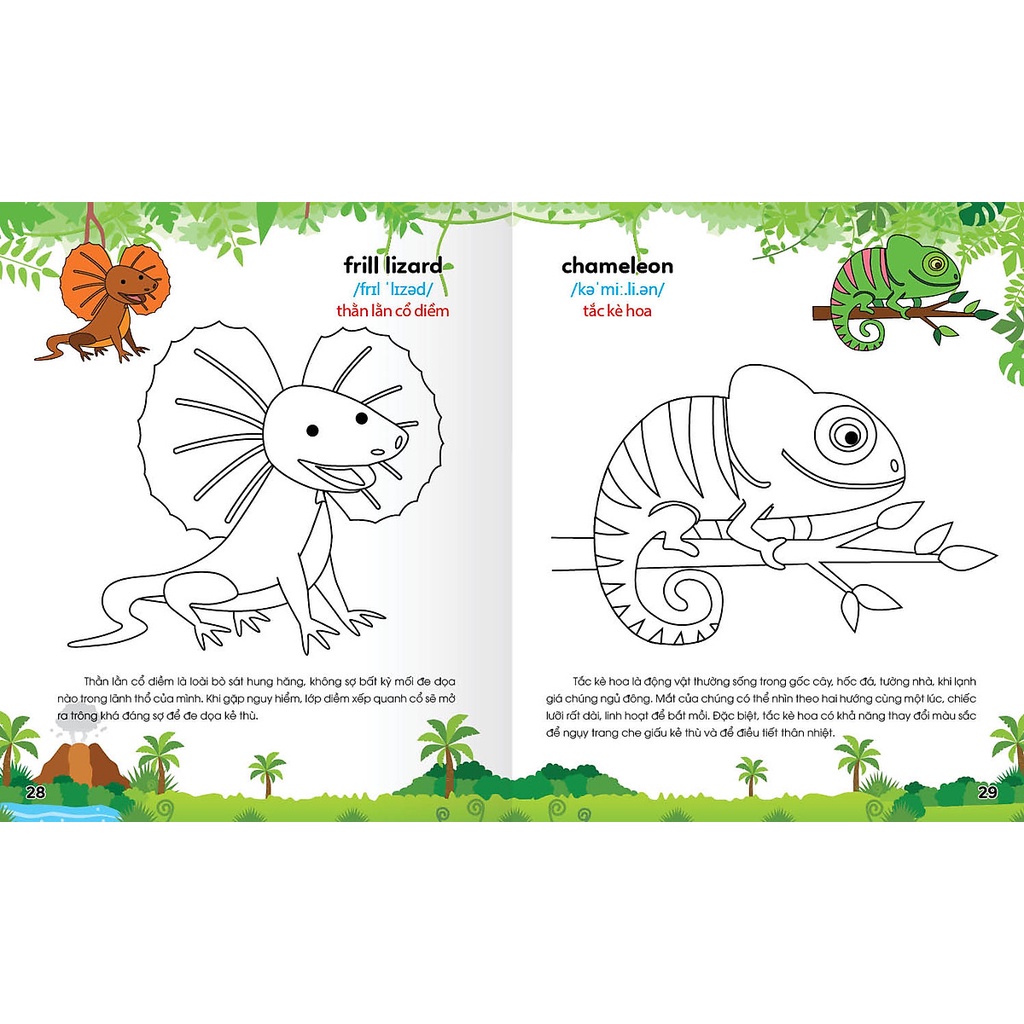 Sách Colouring 365 ngày Tô màu - KHÁM PHÁ THẾ GIỚI PHÁT TRIỂN TRÍ TUỆ - Động vật hoang dã, Khủng long, Bò sát, Côn trùng
