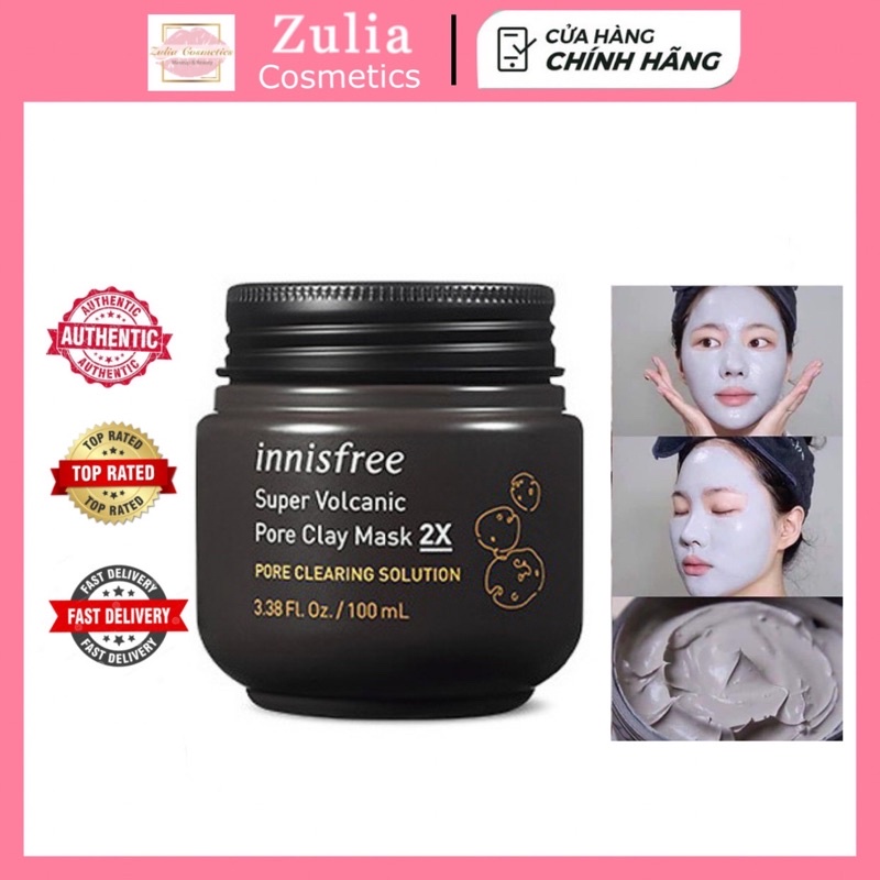 Mặt Nạ Đất Sét Innisfree Volcanic Pore Clag Mask 2X Hút Dầu