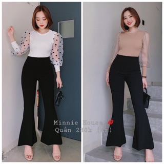 Quần loe khoá lưng vải Hàn có dãn