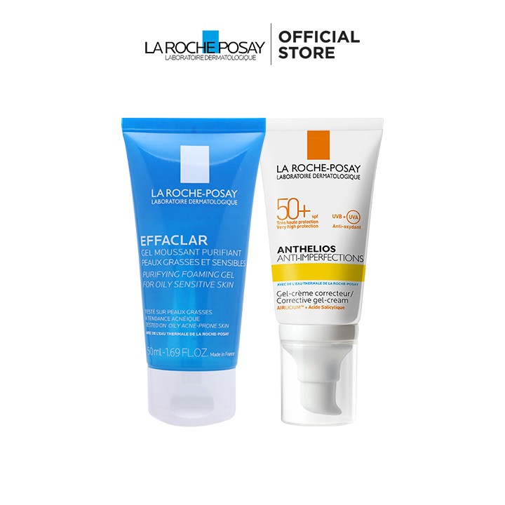 Bộ đôi Kem chống nắng La Roche-Posay Anthelios 50ml & Gel rửa mặt Moussant Purifiant 50ml | BigBuy360 - bigbuy360.vn