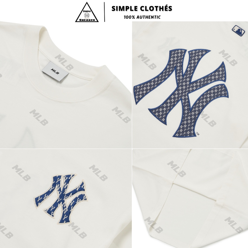 ÁO MLB CLASSIC MONOGRAM CLIPPING BACKLOG NY🔥CHÍNH HÃNG🔥T-shirt Tay Ngắn Logo NY Màu Trắng  - SIMPLE SNEAKER