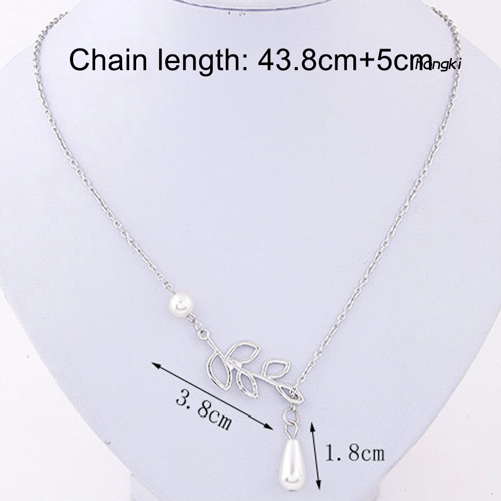 vòng cổ Hợp Kim Hình Chiếc Lá Đính Ngọc Trai Nhân Tạo Thời Trang Dành Cho Nữ