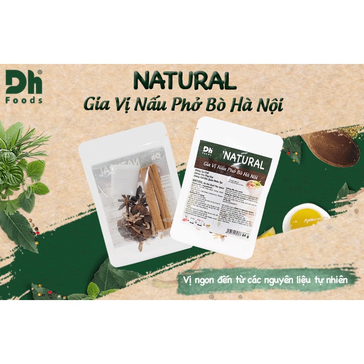 ( COMBO 3 GÓI) NATURAL Gia Vị Nấu Phở Bò Hà Nội 24gr Dh Foods thành phần hoàn toàn tự nhiên tạo lên món phở bò đậm đà