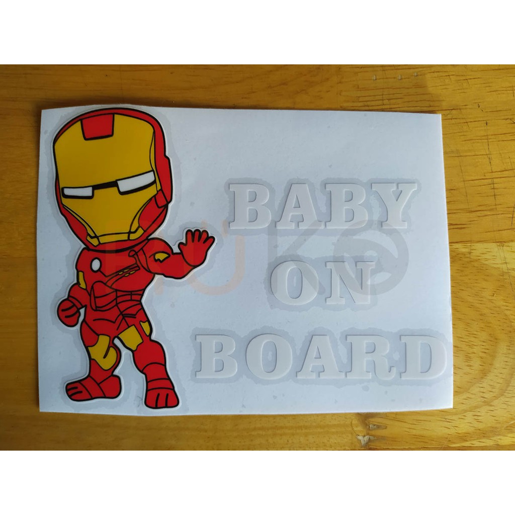 Sticker hình Iron Man BaBy On Board vui nhộn