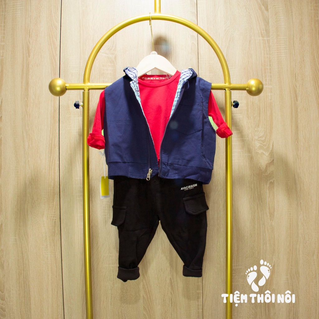 Áo Ghilet Jacket Cho Bé Màu Tím Than Lót Vải Cao Cấp