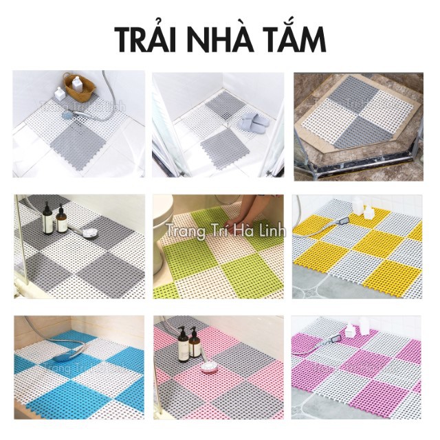 Thảm chống trơn trượt nhà tắm hàng loại 1 nhựa lỗ ghép lót sàn kháng khuẩn an toàn