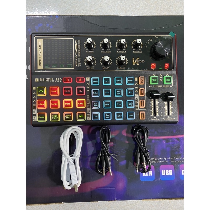 Sound card k300 có bluetooth auto tune hỗ trợ các mic thu âm livestrea-hát Bigo, Tik Tok, Facebook