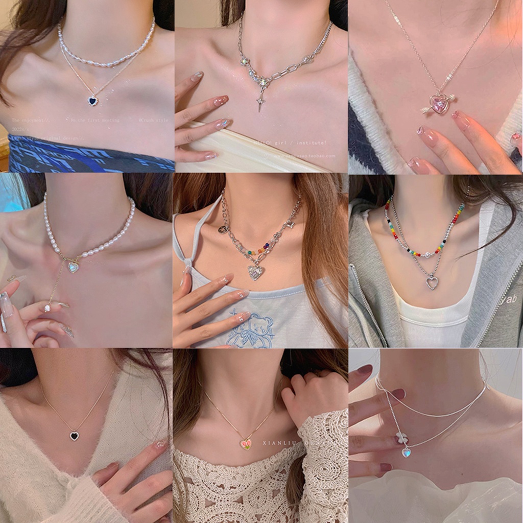 IF ME Vòng cổ Mặt Hình Nơ / Trái Tim Đính Hạt Pha Lê Trắng / Vàng / Bạc Thời Trang Cho Nữ