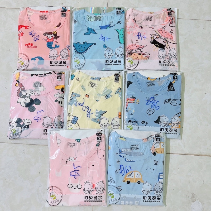 Size đại 6  Bộ cộc xuất hàn in tràn chất cotton lạnh hàng quảng châu cho bé