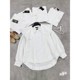 Áo sơ mi cổ sen tầng