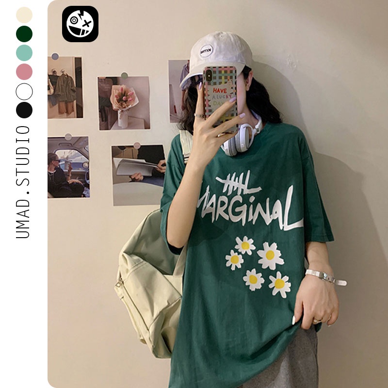 Áo thun UMAD tay lỡ mẫu MIKEBEAR form rộng Unisex Cổ tròn Oversize chất liệu Cotton nhiều màu phong cách Hàn Quốc