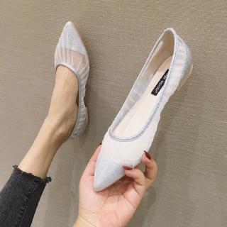 Giày Sandal Đế Bệt Mũi Nhọn Thoáng Khí Thời Trang Mùa Hè 2020
