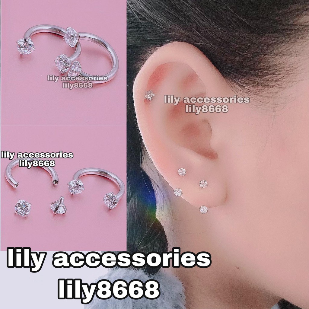 U-SHAPED EARRING khuyên tai titan chữ U đính kim không gỉ không đen không dị ứng nam nữ unisex bts