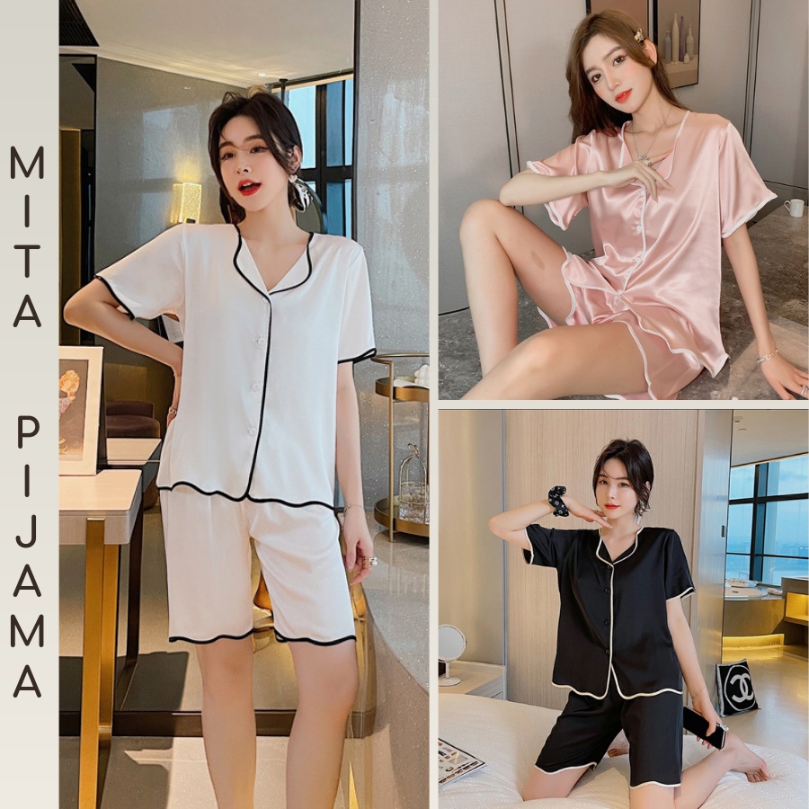 Đồ bộ mặc nhà nữ pijama lụa cao cấp kiểu trơn đơn giản sang trọng - P2