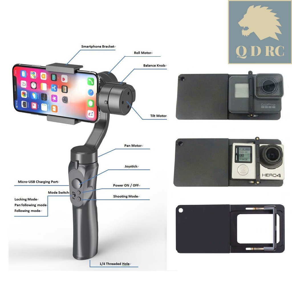 Handheld Gimbal GP H4 Bluetooth Tay cầm chống rung 3 trục điện thoại + Adapter Gimbal Gắn Gopro Xiaomi Action Camera | BigBuy360 - bigbuy360.vn