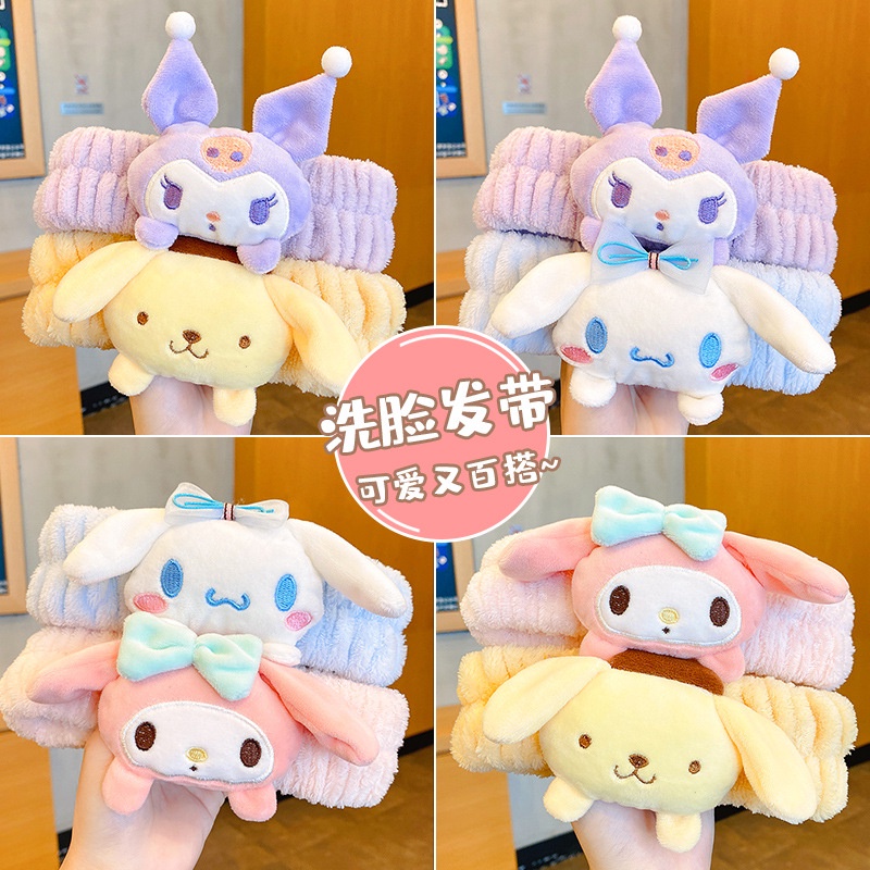 Băng Đô Vải Lông Hình Cinnamoroll Melody Kuromi Furie Sanrio Dễ Thương