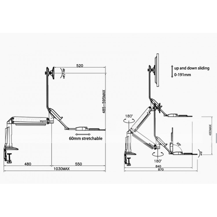 Giá treo màn hình máy tính kết hợp khay để bàn phím NB35 hàng nhập khẩu 22-35 inch