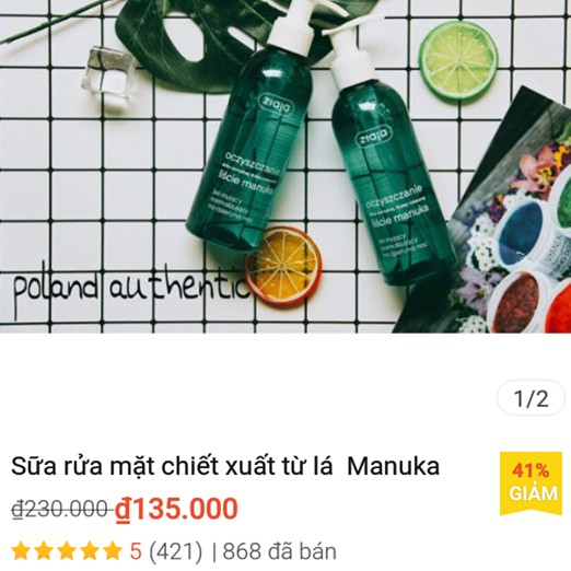 Sữa rửa mặt Ziaja chiết xuất từ lá Manuka