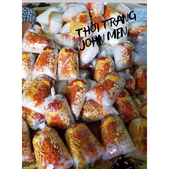 BÁNH TRÁNG TRỘN THẬP CẨM TOPPING CHÀ BÔNG - CÓ SỐT KÈM VÀ QUẤT