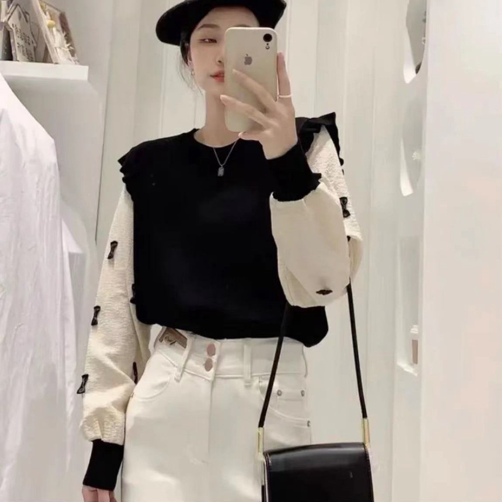 Áo Thun Nữ Dài Tay Cổ Tròn Thời Trang Hàn