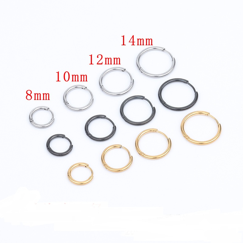 Khuyên tai tròn loại siêu mỏng 1.6mm bông nam nữ titan không gỉ trang sức sg