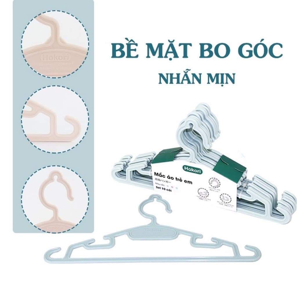 Set 10 móc treo quần áo trẻ em Hokori cao cấp (2830) nhựa Việt Nhật, Mắc quần áo trẻ em Kiến Baby Store