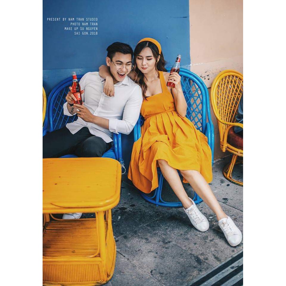 Đầm Maxi Dáng Xòe Vàng Hở Lưng Siêu Xinh | BigBuy360 - bigbuy360.vn