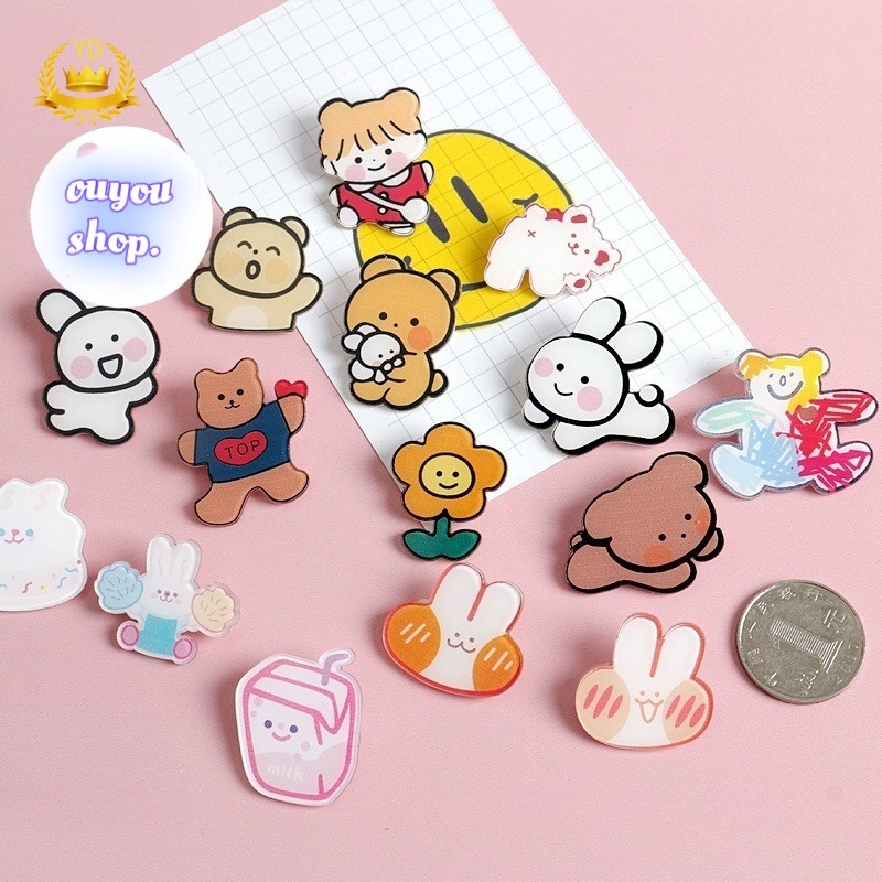 Ghim Cài Áo Bằng Acrylic Hình Thỏ Hoạt Hình Dễ Thương Phong Cách Nhật Bản