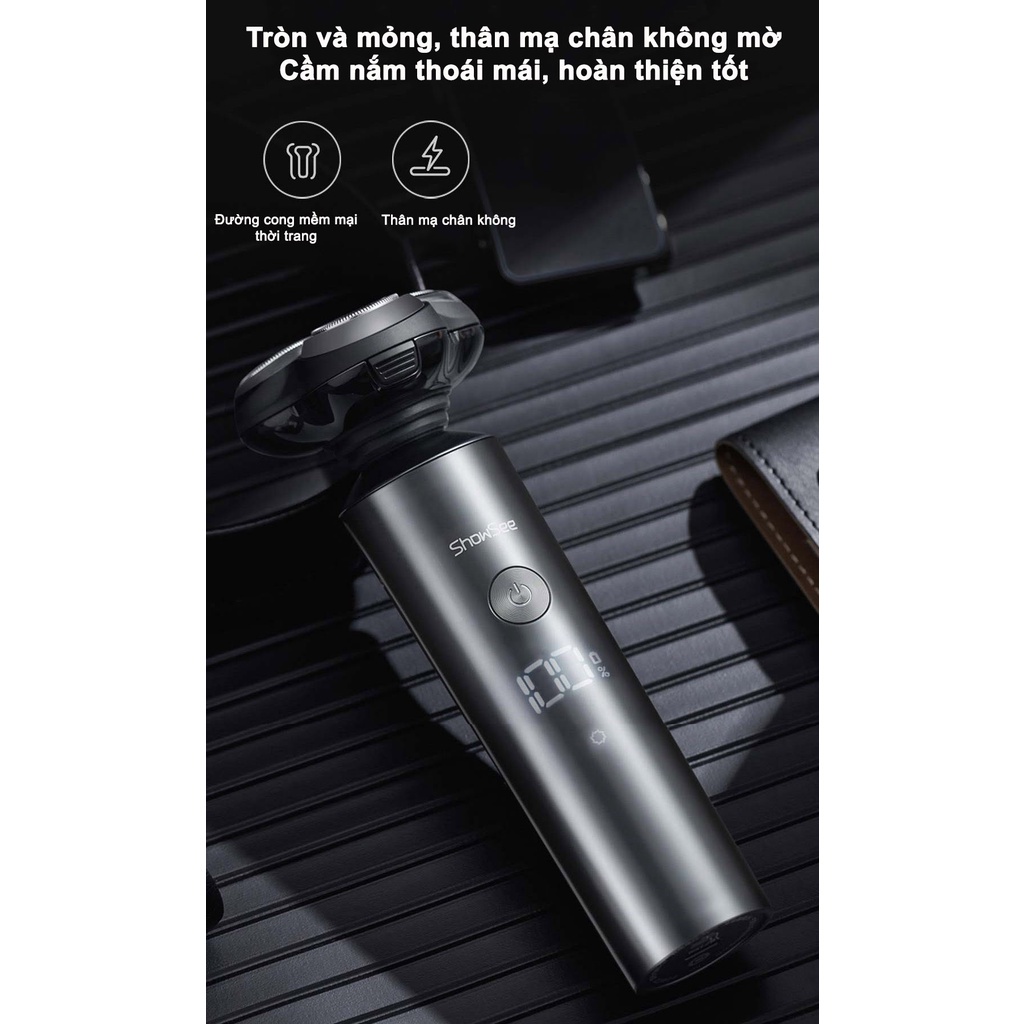 Máy cạo râu Xiaomi SHOWSEE F305-GY, động cơ tốc độ cao chạy êm ái, màn hình LED, chống nước IPX7