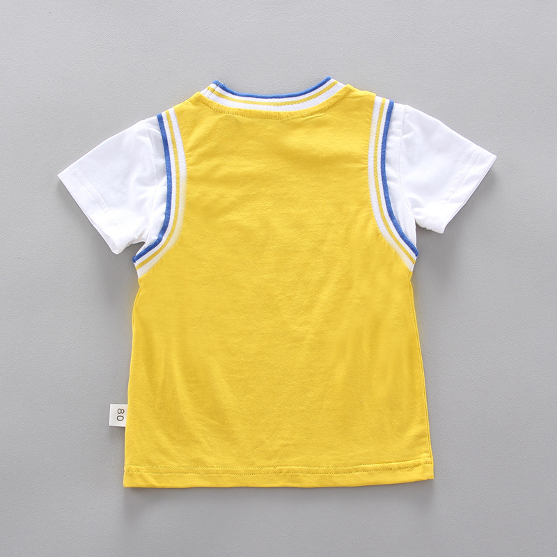 Quần áo bé trai 1-4 tuổi thời trang bé trai khâu chữ cái ngắn tay áo phông quần đùi