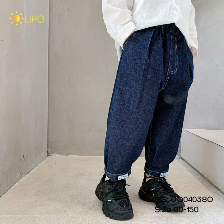 Quần jeans cao cấp cho bé trai Quần jeans/bò trẻ em xanh đậm đi học đi chơi cực chất size 90-150- OQ040