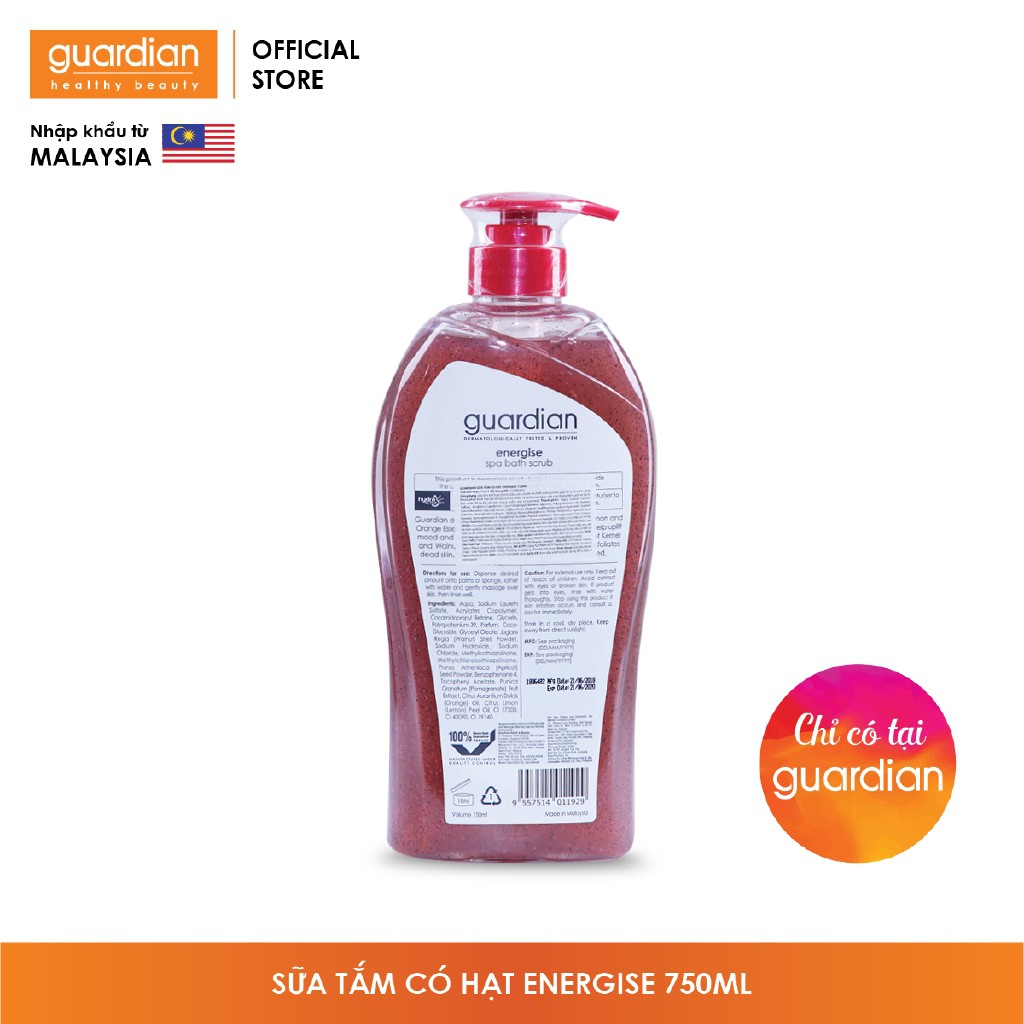 Sữa tắm có hạt Guardian Energise Spa bath scrub 750ml