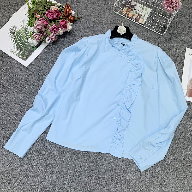 Áo sơ mi Zara xanh cổ bèo