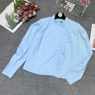 Áo sơ mi Zara xanh cổ bèo