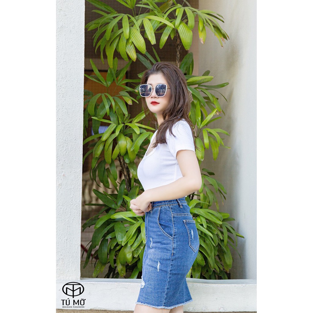 Áo thun trơn Bigsize cổ U AT0004 Tú Mỡ- Đủ size từ 50-85KG