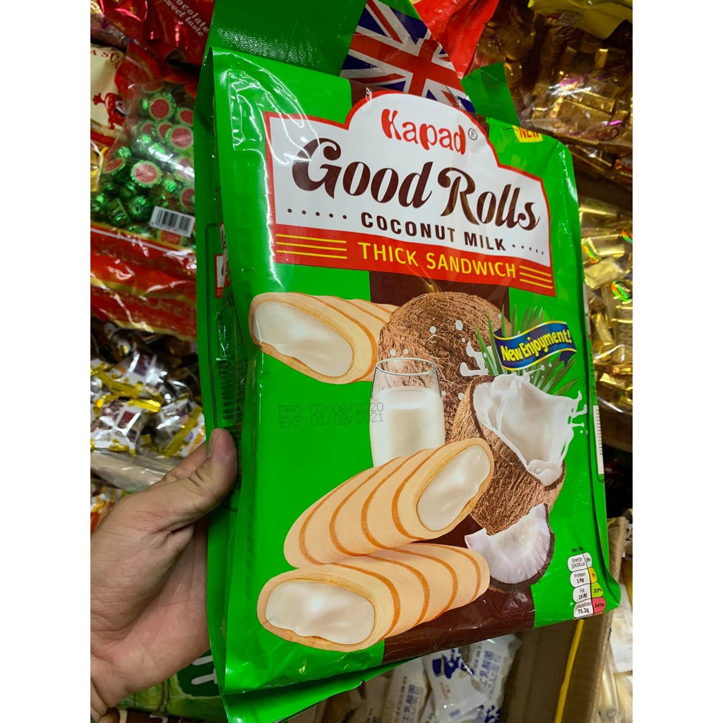 BÁNH QUẾ CUỐN SỮA DỪA KAPAD GOOD ROLLS (COCONUT MILK) THICK SANDWICH – BRITISH 320GR