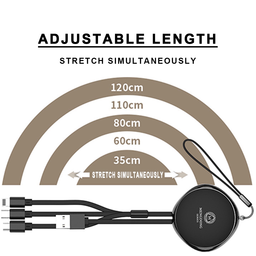 Dây cáp sạc nhanh 3 trong 1 cho Iphone Android Micro USB Type-C