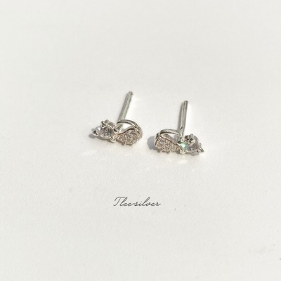 Khuyên tai bạc TLEE mèo mini nạm đá ngộ nghĩnh TLEE JEWELRY B0323
