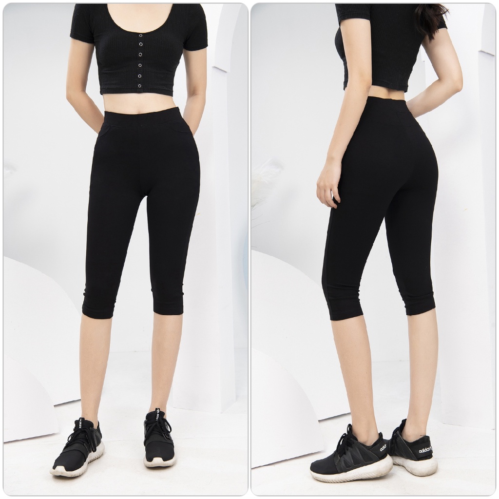 Quần legging ngố nữ lưng cao dày dặn cao cấp nâng mông tôn dáng mặc nhà tập gym M Fashion LG03
