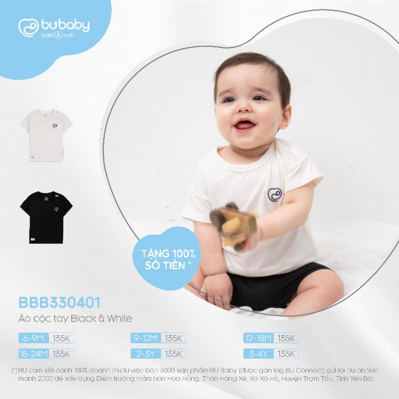 Áo Phông & Quần Legging Đùi BU Black & White B4 • 6-9M 9-12M 12-18M 18-24M 2-3Y 3-4Y • Choding Home