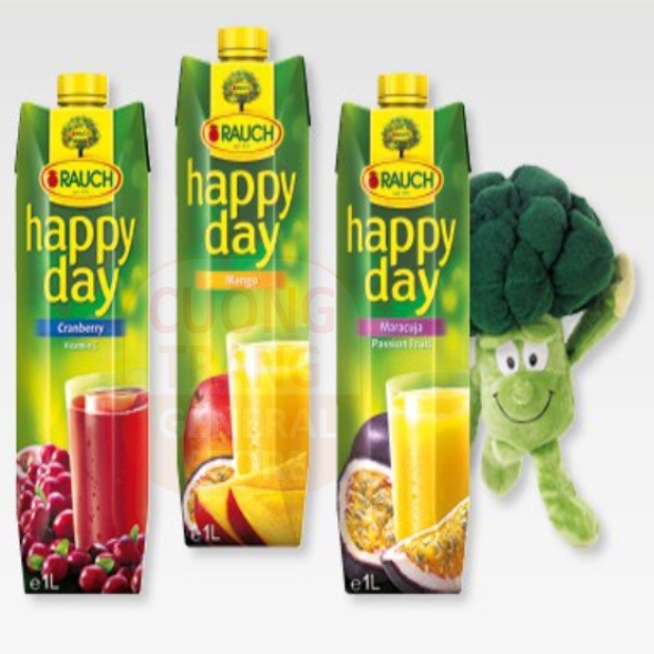 Nước ép dứa, cam, táo, chanh dây, dâu tây, anh đào, ổi, đào nguyên chất 100% Rauch - Happy Day 1L